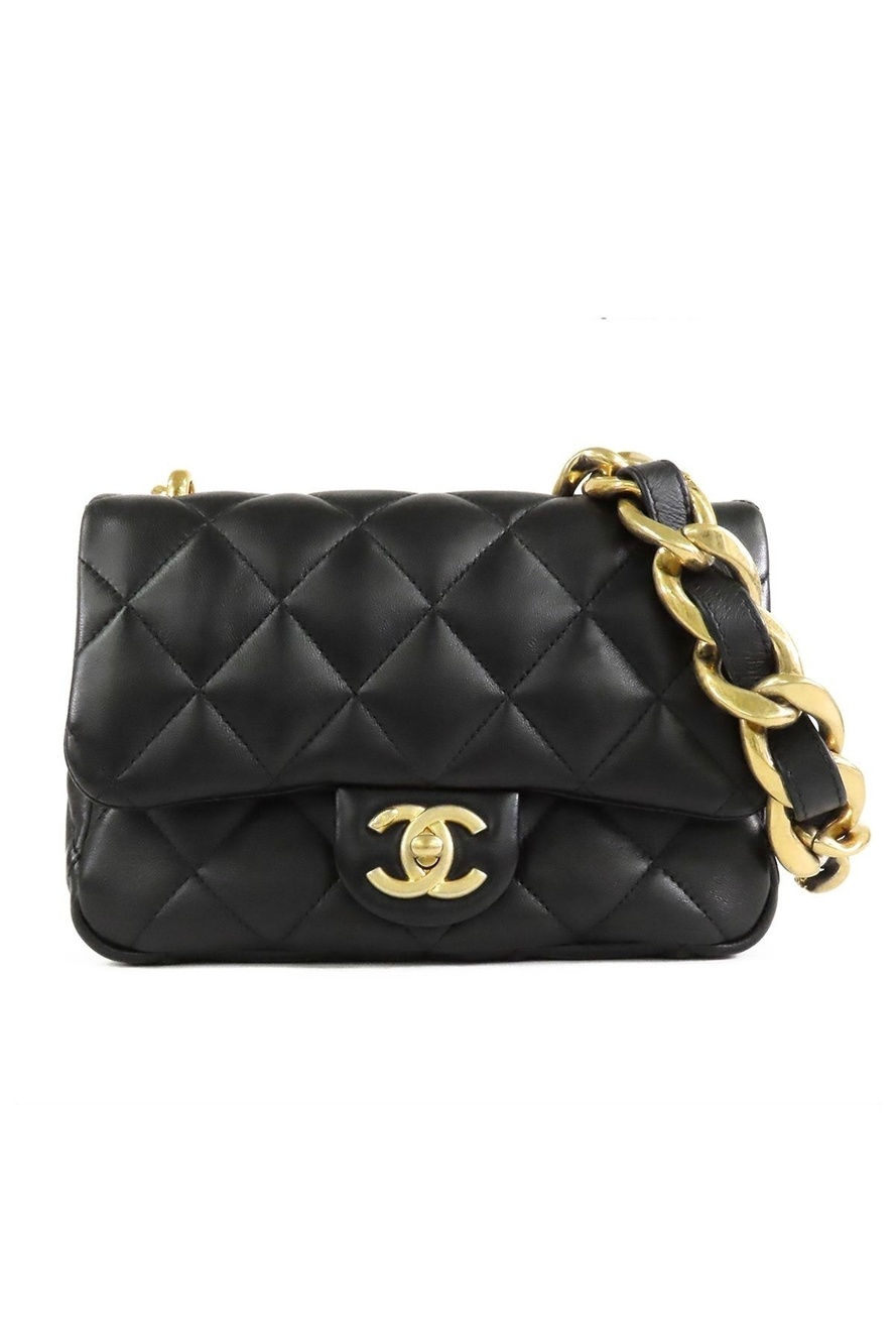 Chanel Small Flap Black Gold Lambskin Chain Shoulder Bag